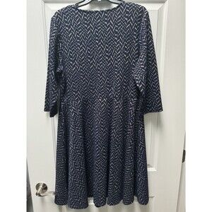 Leota Women's Katherine Knit Jacquard Dress Blue Size 1X Blue & Gold